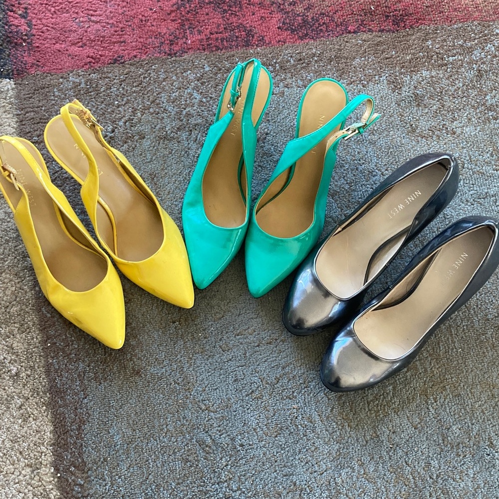 Three Pairs of Nine West Shoes Size 9